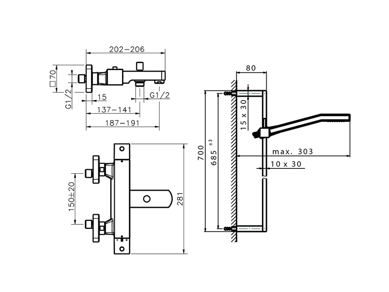 Miscelatore termostatico vasca con saliscendi ROADSTER ACCENT_RAS27010 - v1