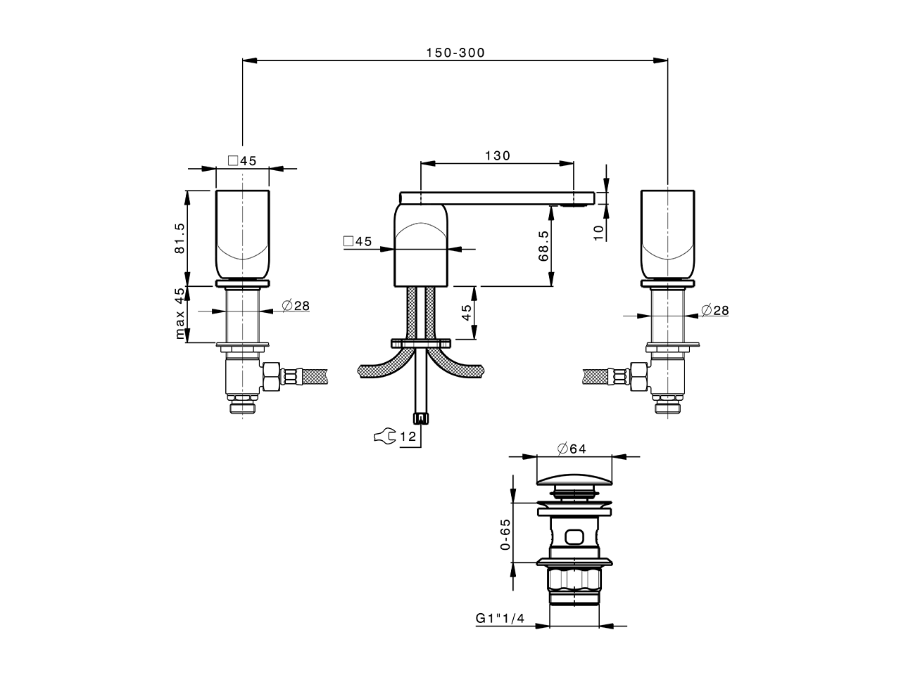 Miscelatore lavabo 3 fori HI-RISE_RI001020 - v1