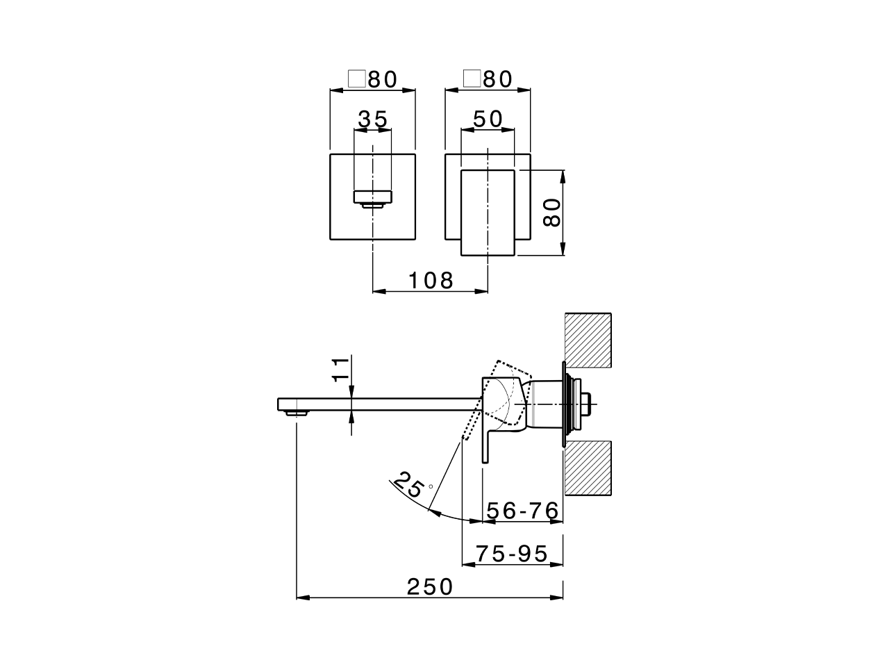 Parte esterna monocomando lavabo a parete HI-RISE_RI005511 - v1
