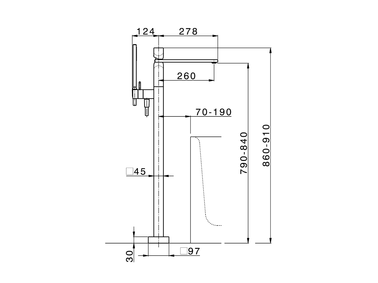 Parte esterna monocomando vasca a pavimento HI-RISE_RI014204 - v1
