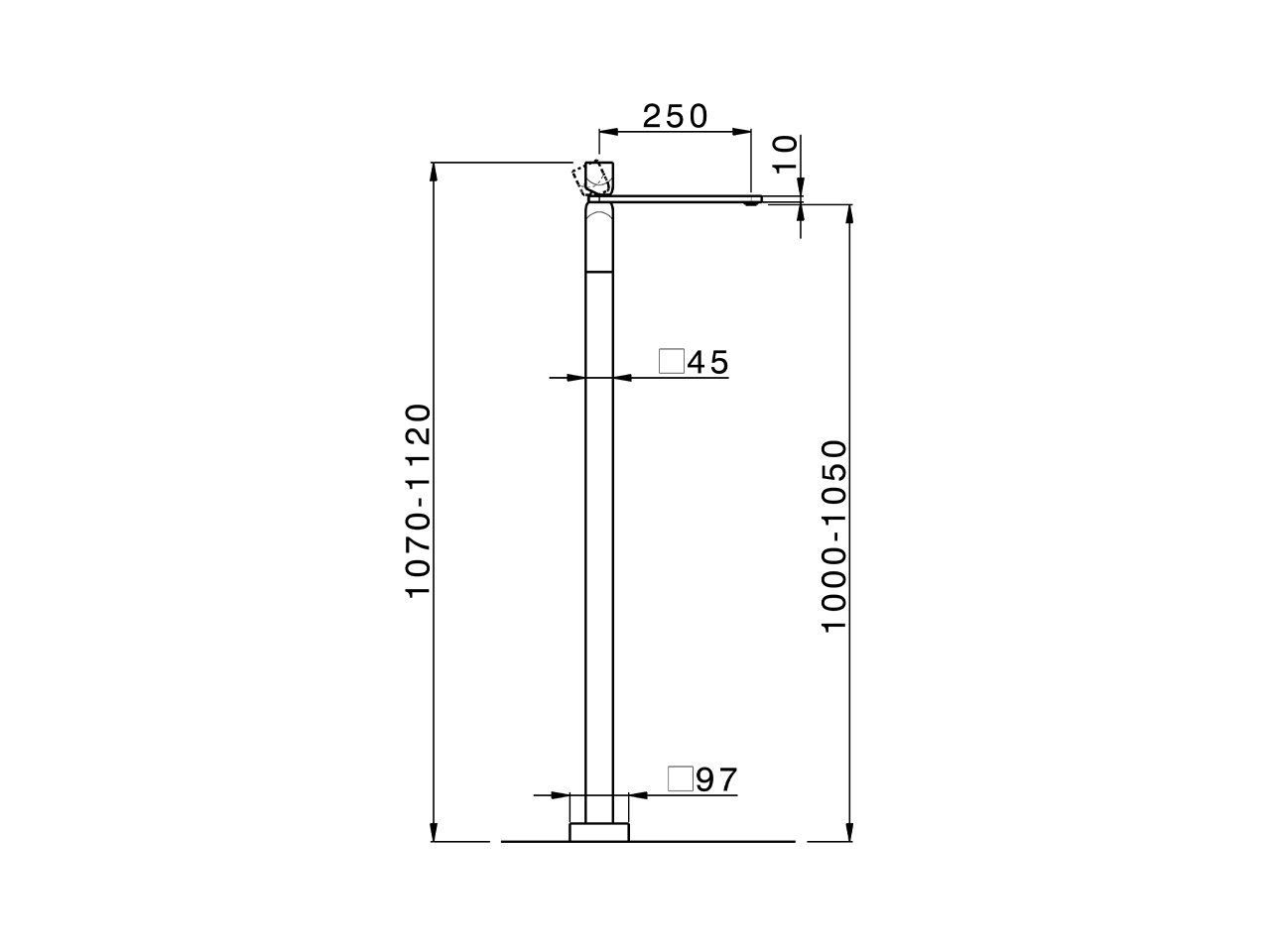 Parte esterna monocomando lavabo a pavimento HI-RISE_RI014514 - v1