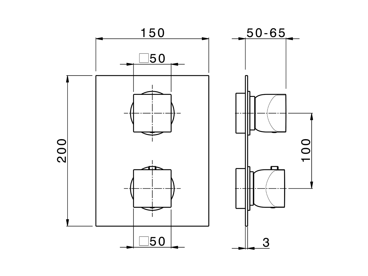 Parte esterna termostatico doccia incasso 3 uscite HI-RISE_RI019200 - v1