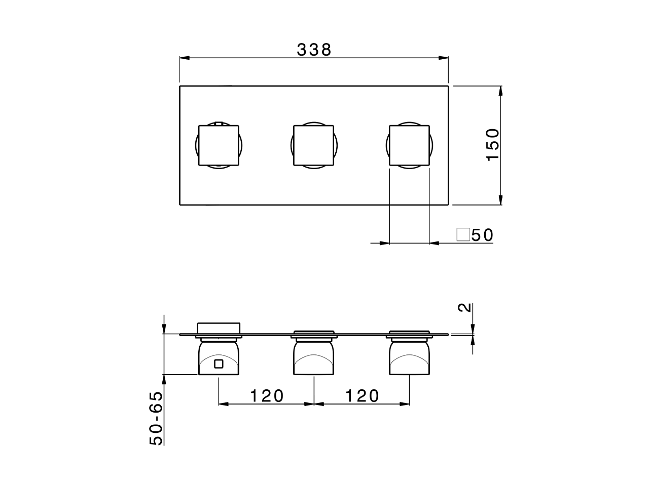 Parte esterna termo doccia incasso 2 funzioni HI-RISE_RI01R200 - v1