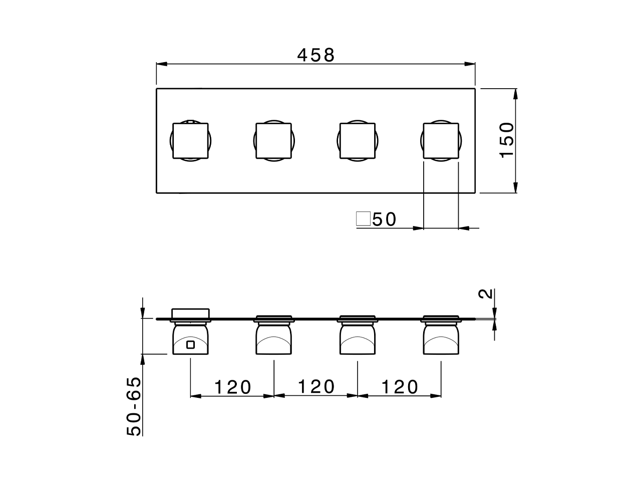 Parte esterna termo doccia incasso 3 funzioni HI-RISE_RI01R300 - v1