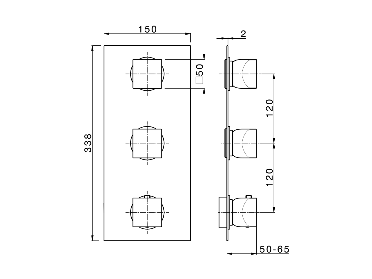Parte esterna termo doccia incasso 2 funzioni HI-RISE_RI01V200 - v1