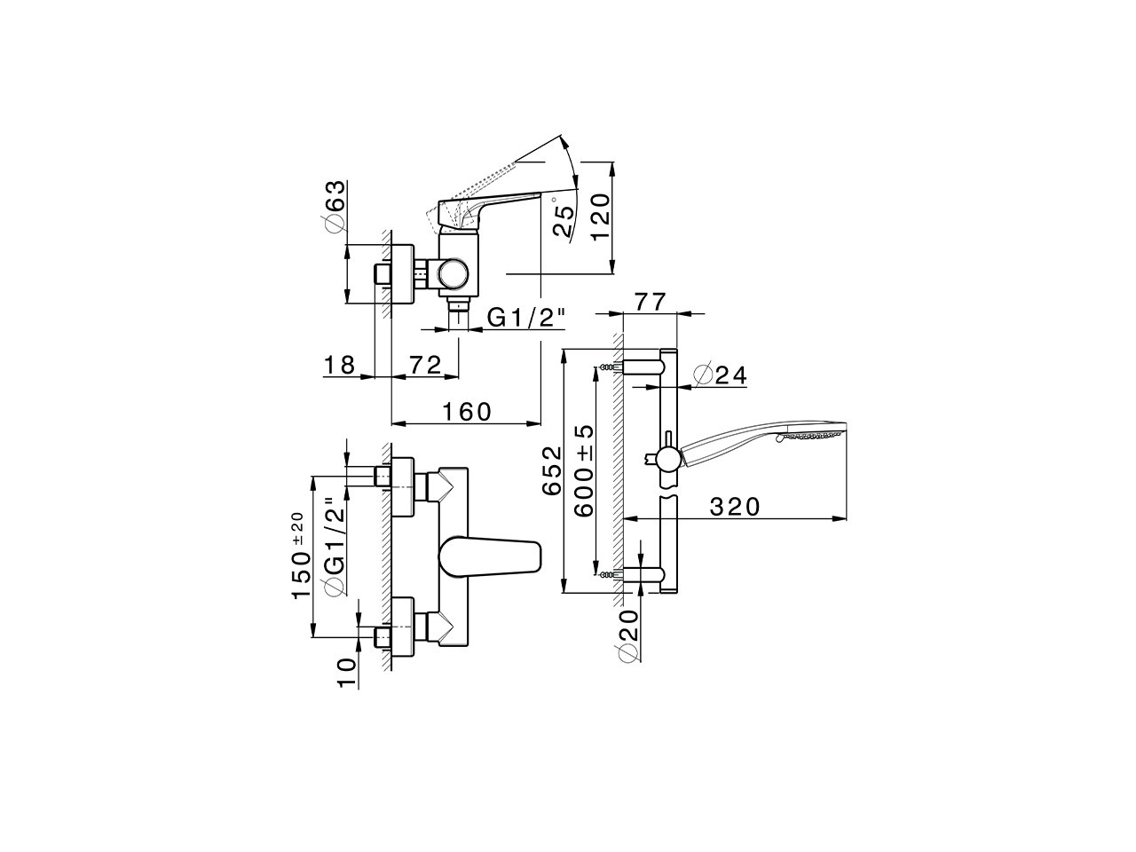 Miscelatore monocomando doccia completo ROCK&ROLL_RK000460 - v1