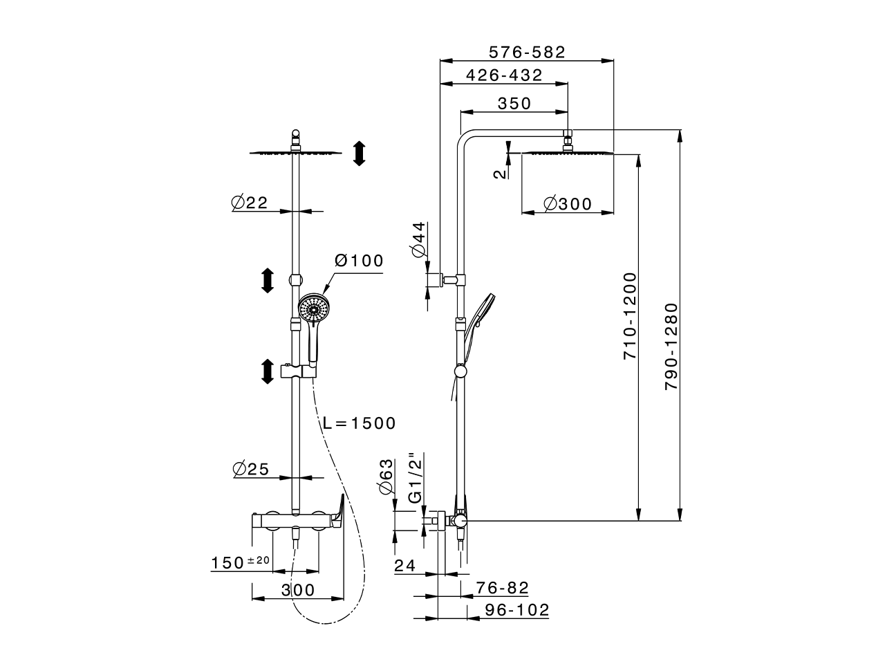 Colonna doccia monocomando 2 funzioni ROCK&ROLL_RK004030 - v1
