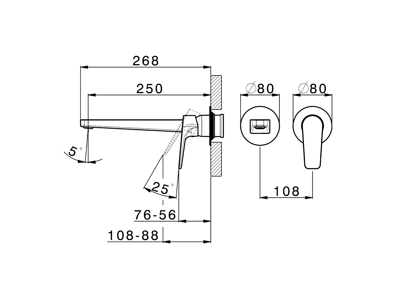 Parte esterna monocomando lavabo a parete ROCK&ROLL_RK005511 - v1