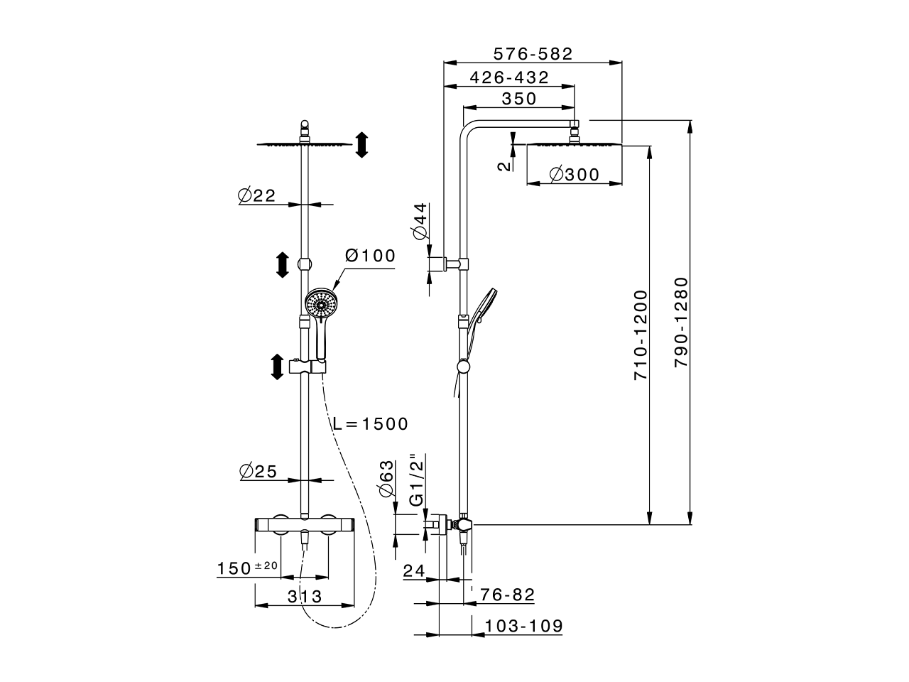 Colonna doccia termostatica 2 funzioni ROCK&ROLL_RKC8401D - v1
