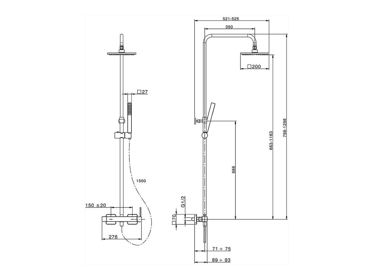 Colonna doccia monocomando 2 funzioni COLONNE DOCCIA_RR004021 - v1