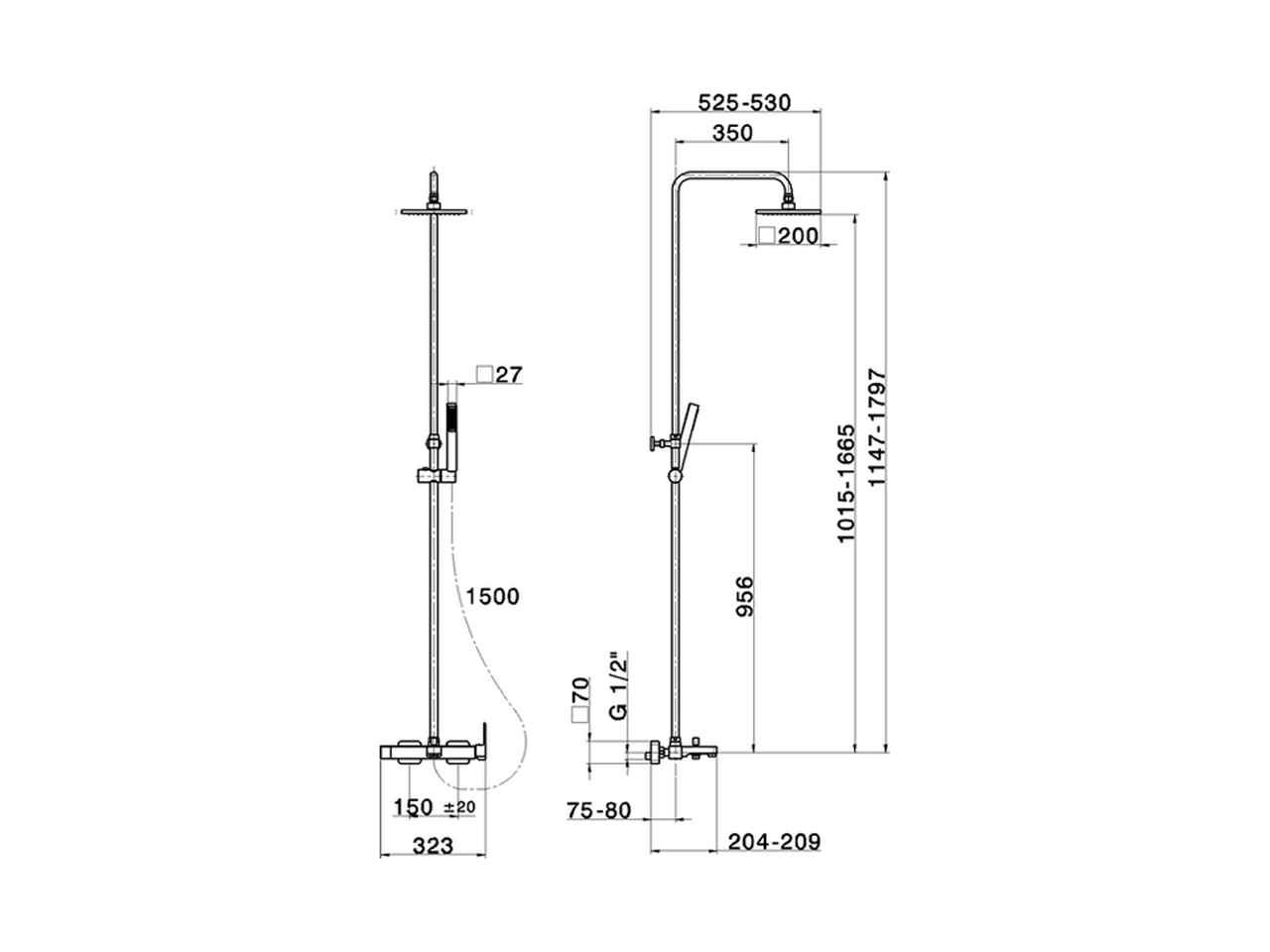 Colonna vasca monocomando 3 funzioni COLONNE DOCCIA_RR004120 - v1