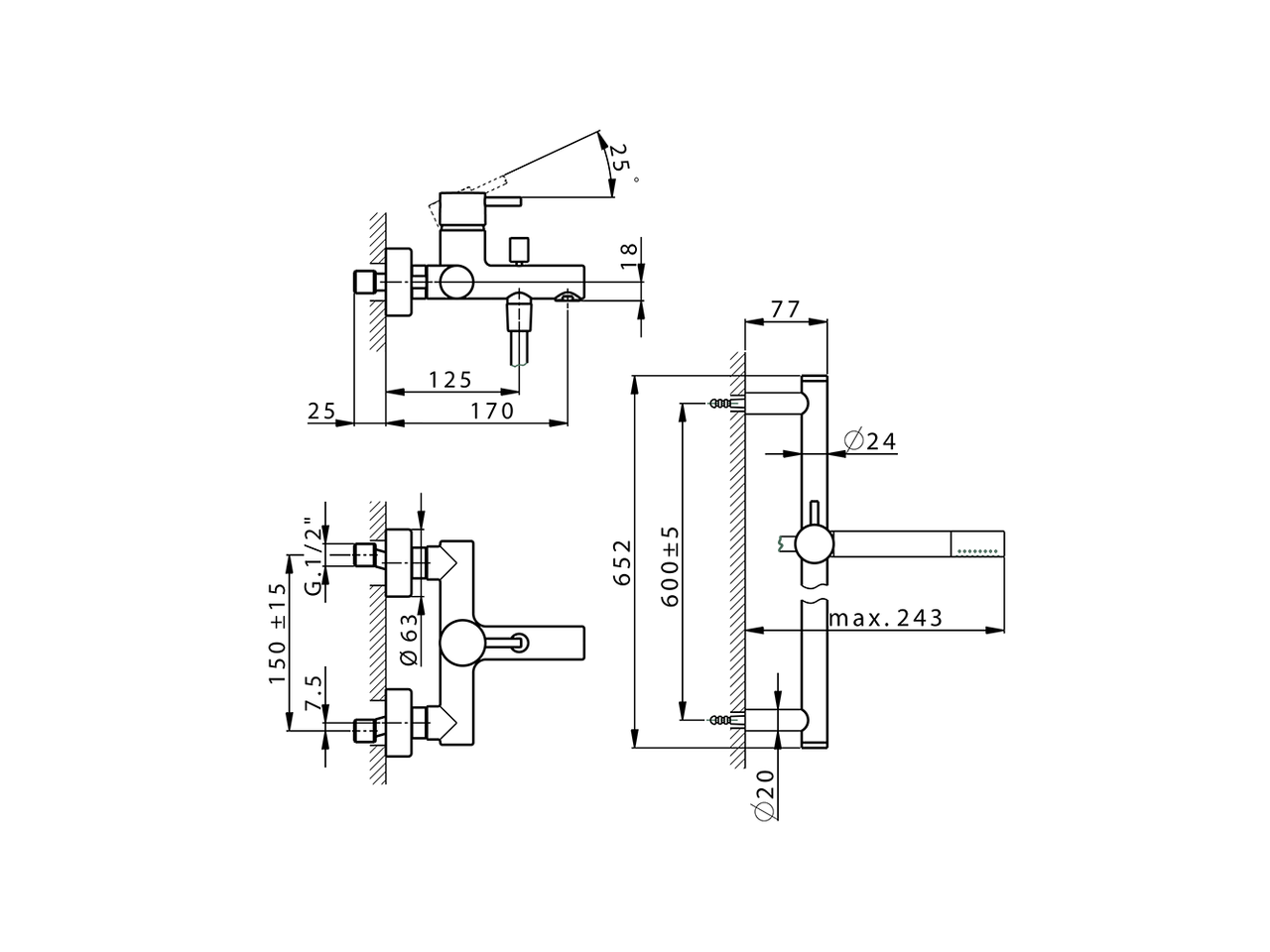Miscelatore monocomando vasca completo SLIM_SM000060 - v1