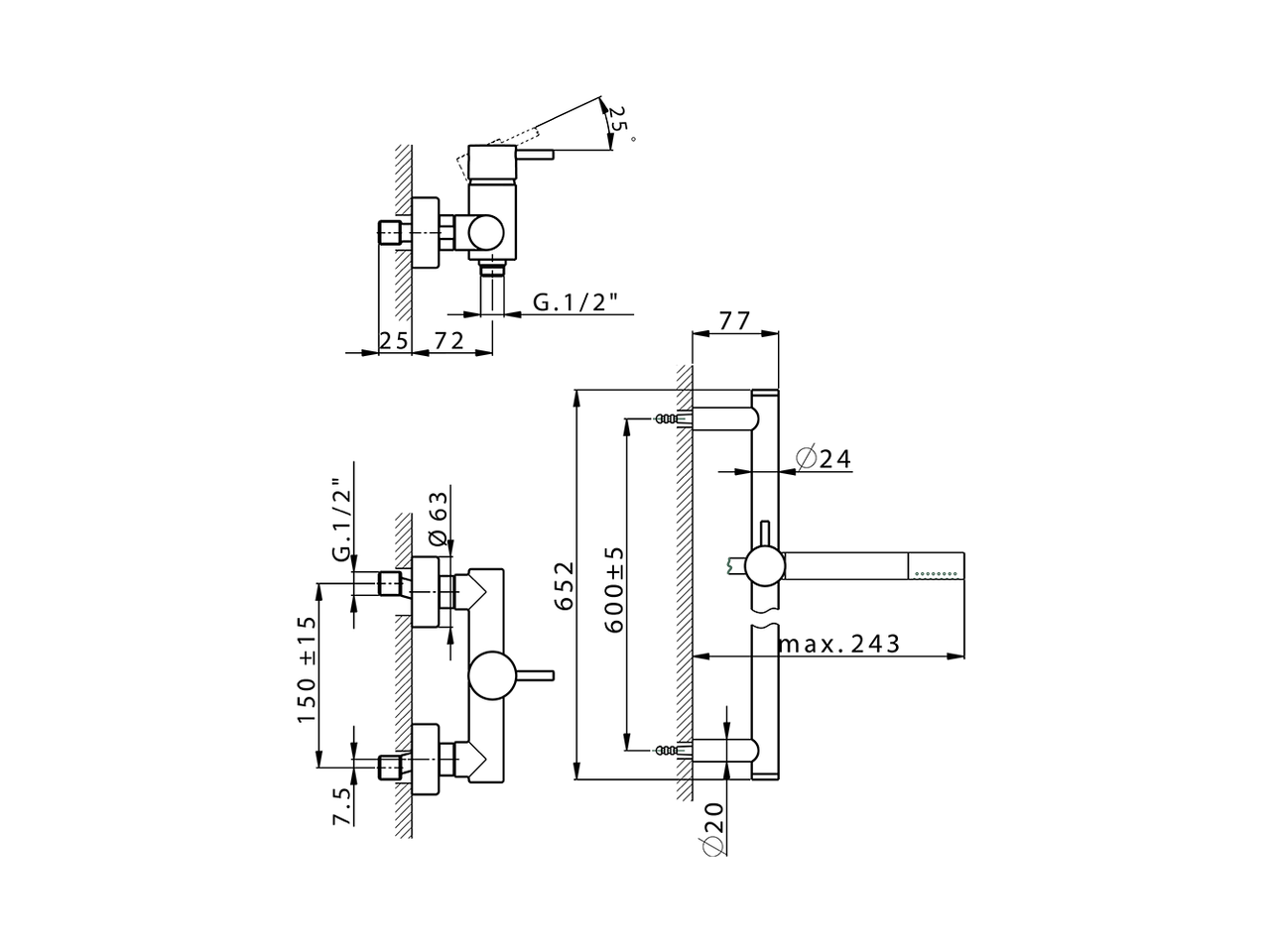 Miscelatore monocomando doccia completo SLIM_SM000460 - v1