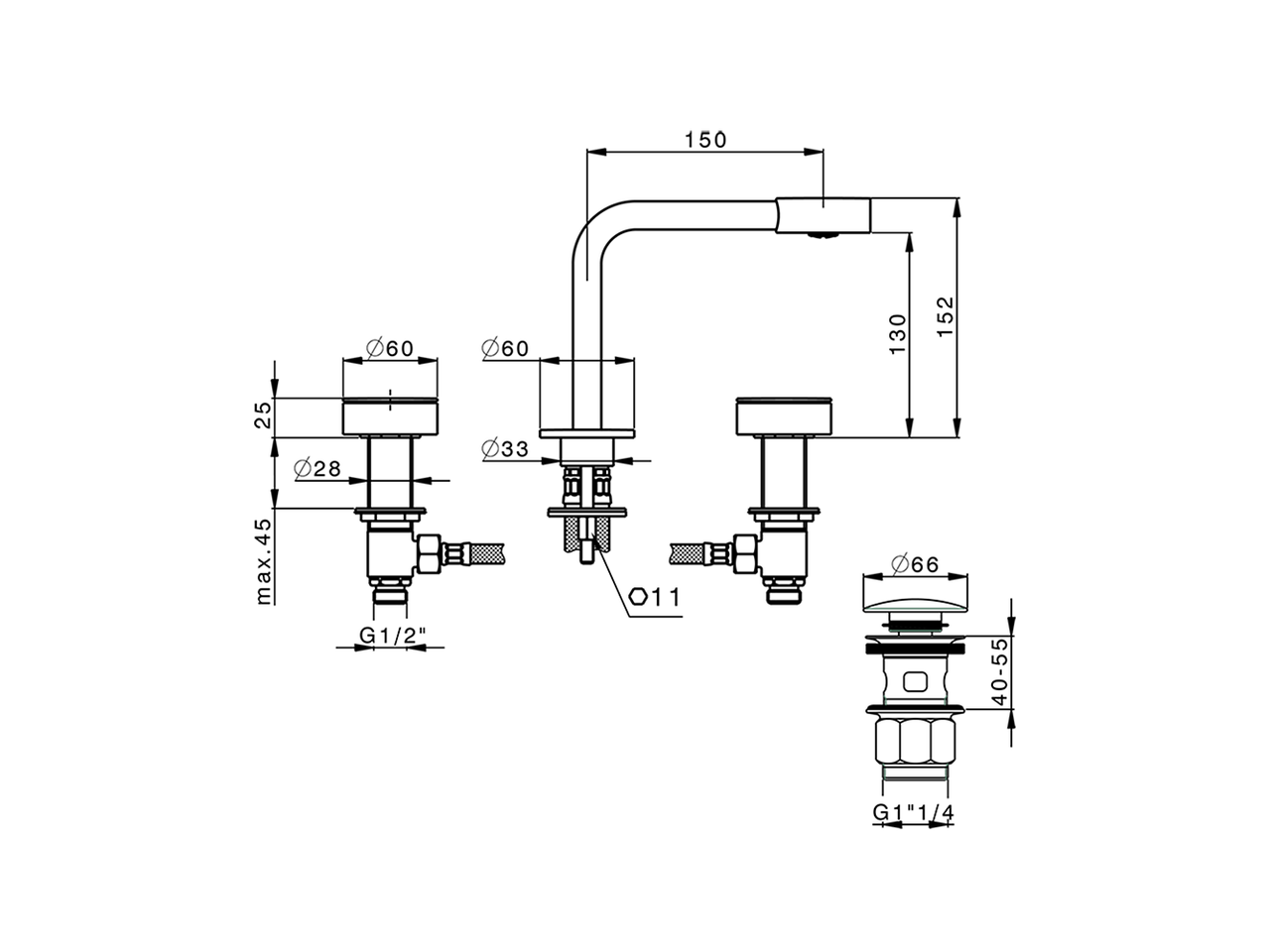 Miscelatore lavabo 3 fori SLIM_SM001020 - v1