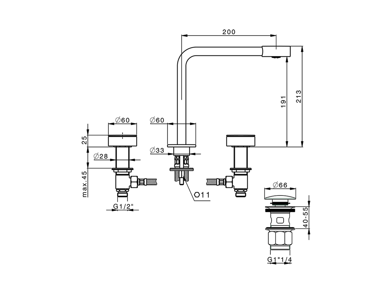 Miscelatore lavabo 3 fori SLIM_SM001060 - v1