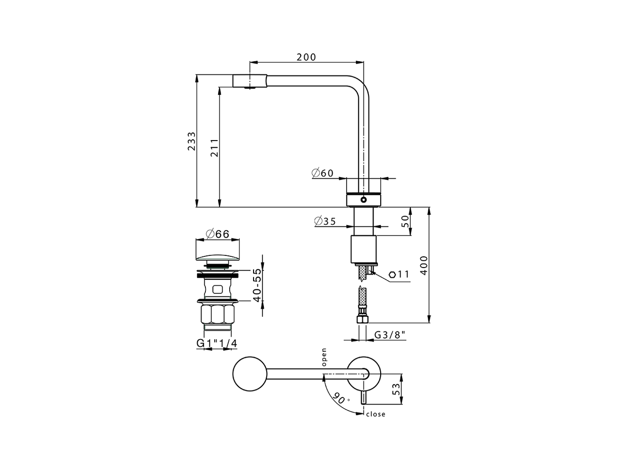 Miscelatore monocomando lavabo alto SLIM_SM001710 - v1