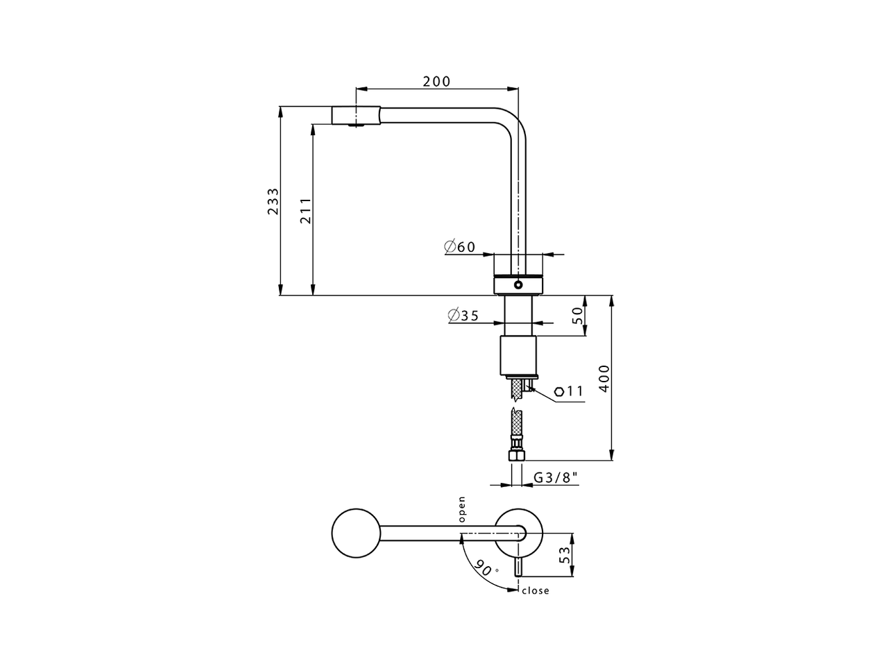Miscelatore monocomando lavabo alto SLIM_SM001730 - v1