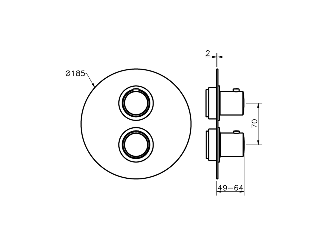 Parte esterna termostatico doccia incasso 2 uscite SLIM_SM018100 - v1