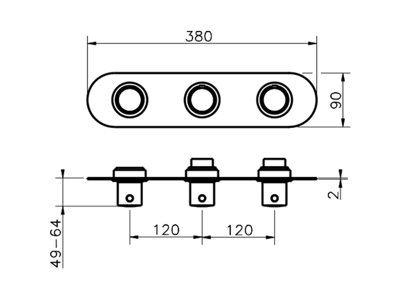 Parte esterna termo doccia incasso 2 funzioni SLIM_SM01R200 - v1