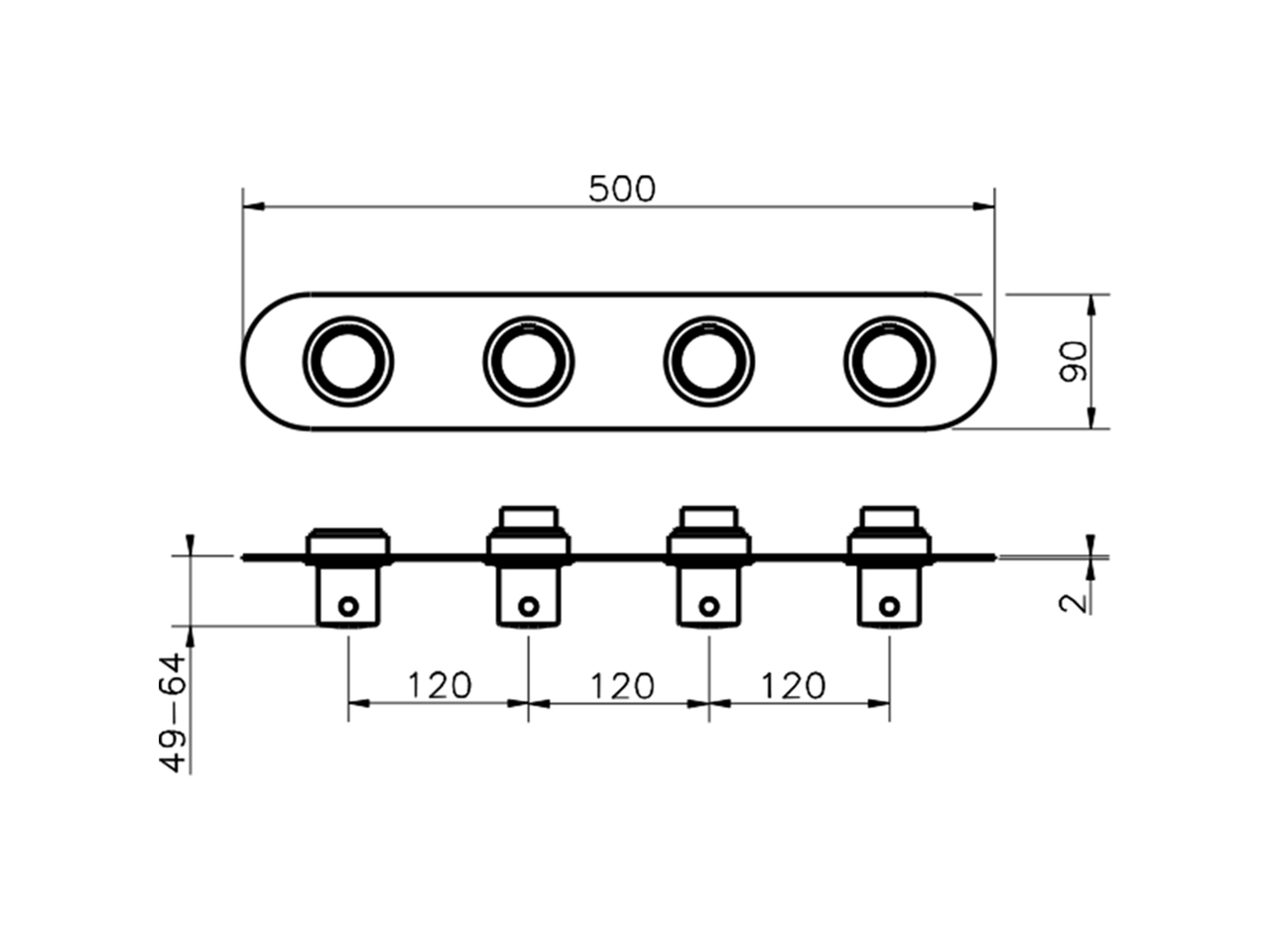 Parte esterna termo doccia incasso 3 funzioni SLIM_SM01R300 - v1