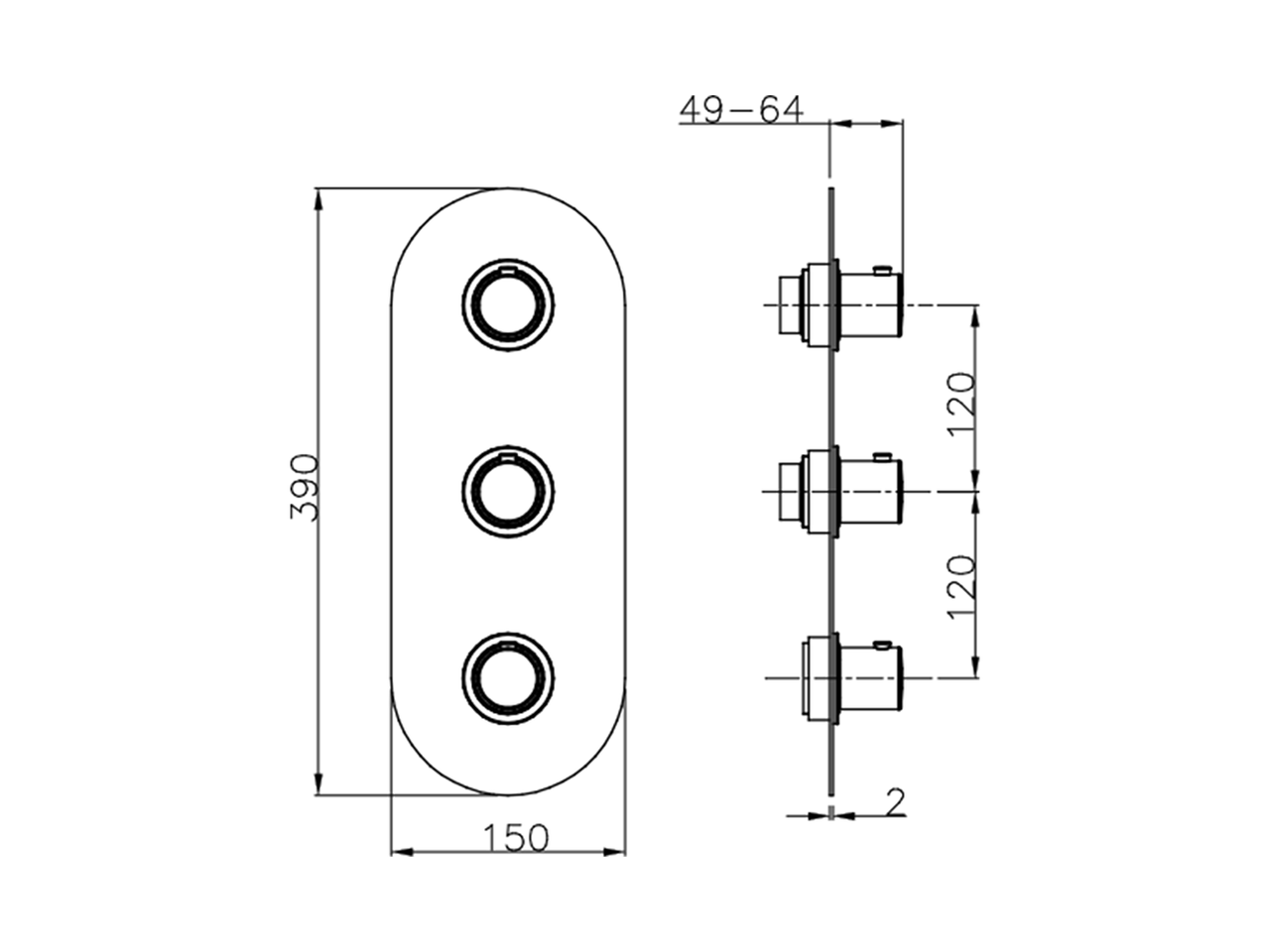 Parte esterna termo doccia incasso 2 funzioni SLIM_SM01V200 - v1