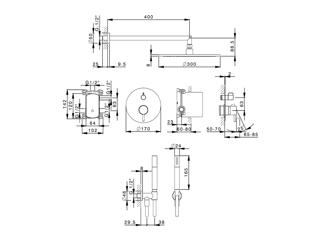 Kit completo miscelatore monocomando docc. incasso SLIM_SM0KM030 - v1