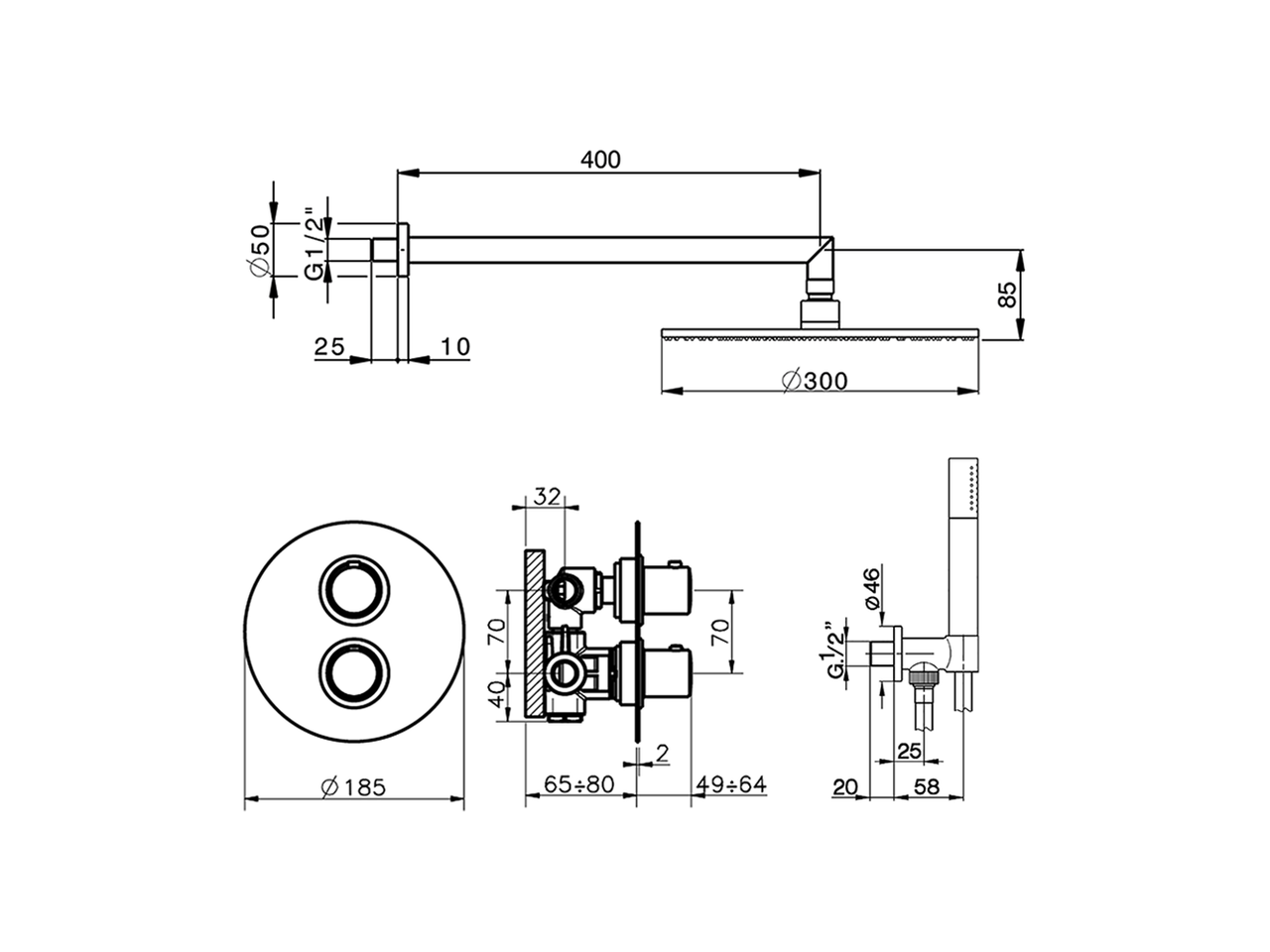 Kit completo miscelatore termostatico doc. incasso SLIM_SM0KT010 - v1