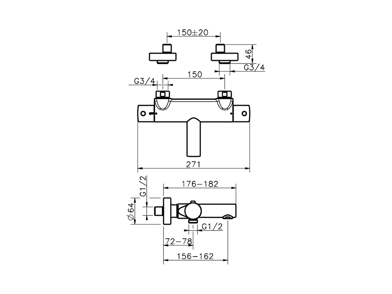 Miscelatore termostatico vasca SLIM_SMT23010 - v1