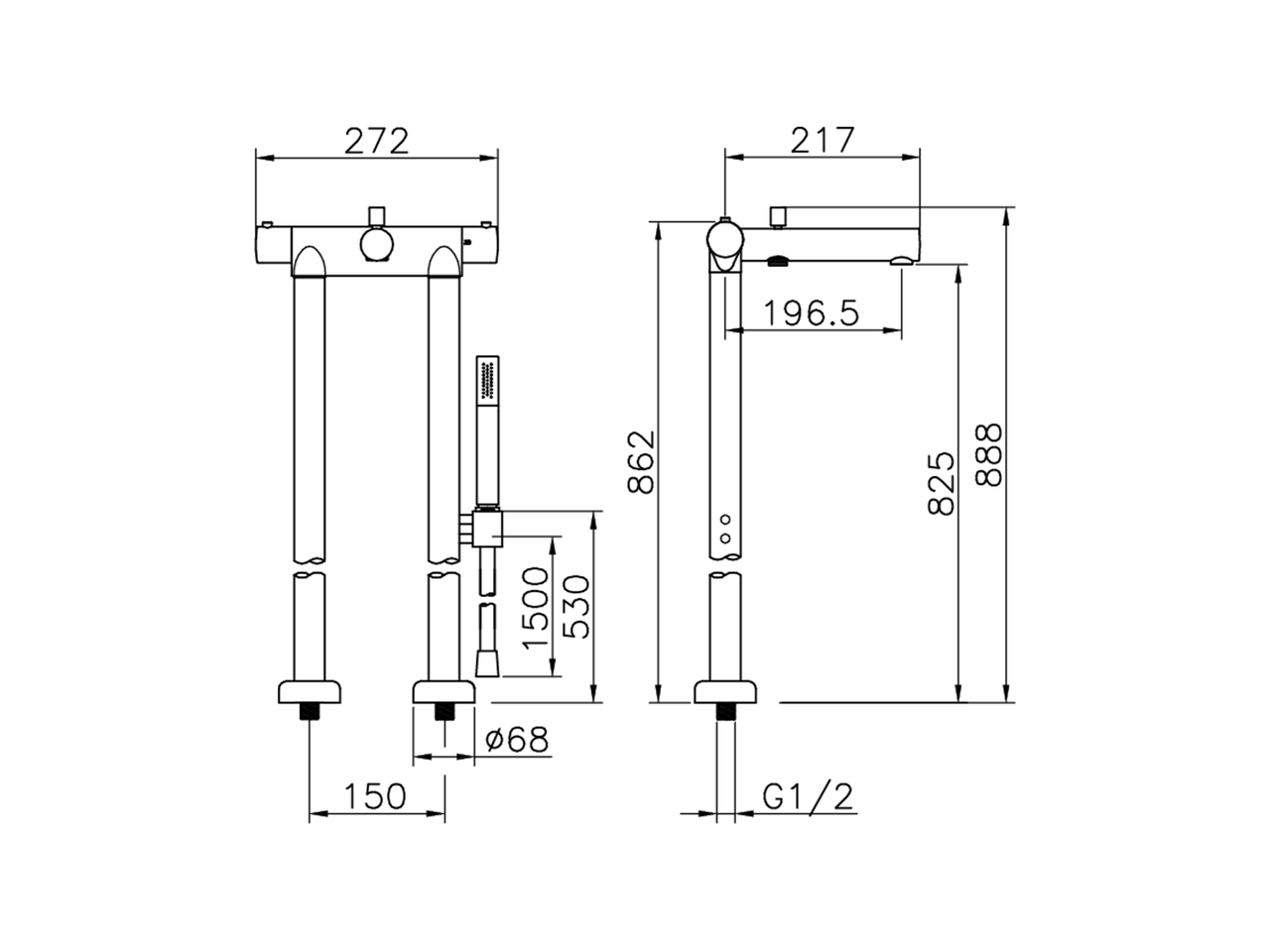 Completo termostatico Vasca Free Standing SLIM_SMT39010 - v1