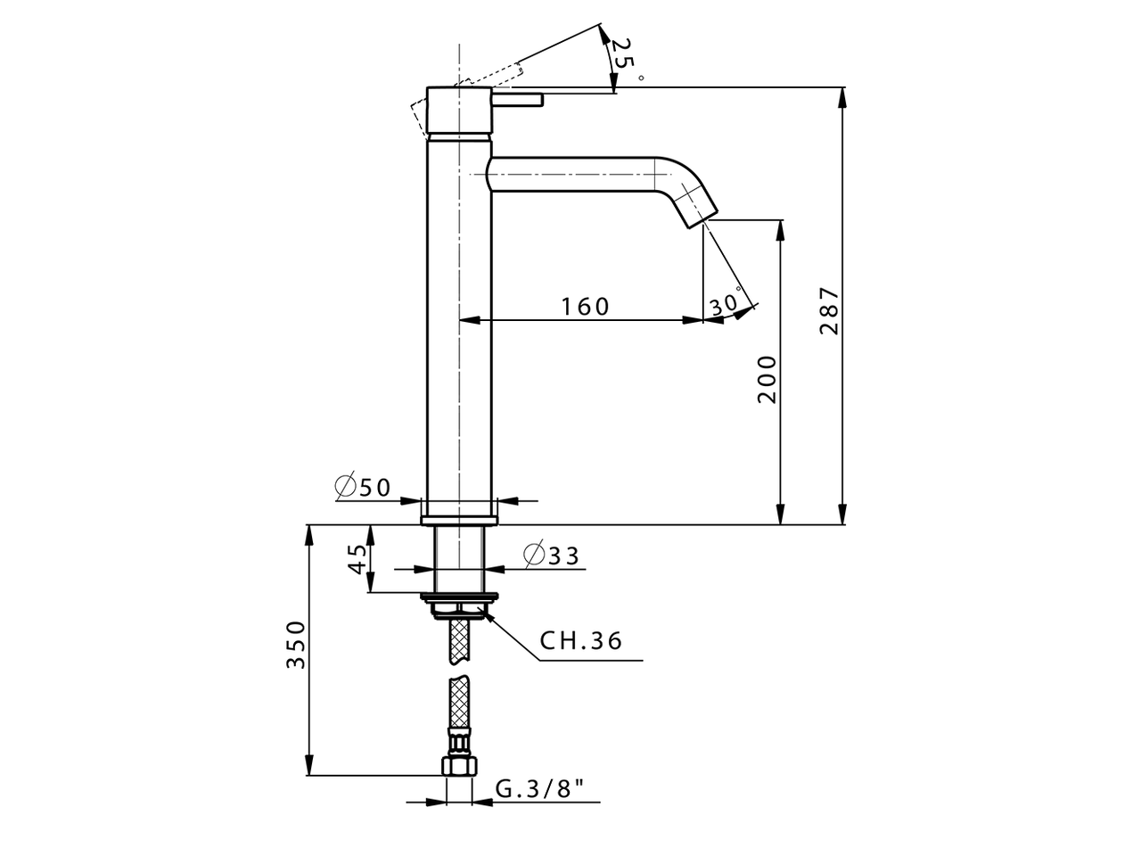Miscelatore monocomando lavabo alto NUOVA LESS_LN003540C - v1