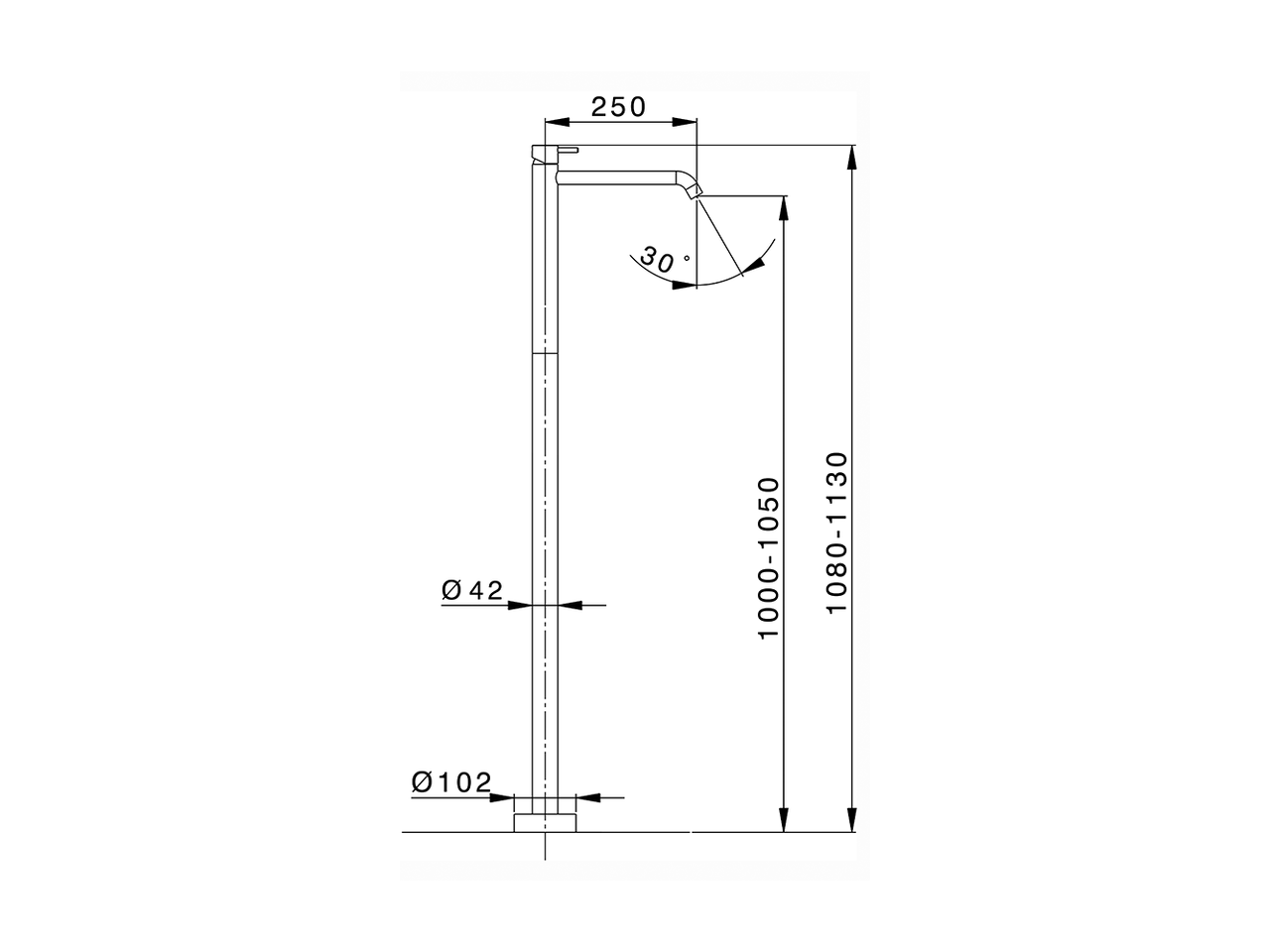 Parte esterna monocomando lavabo a pavimento NUOVA LESS_LN014510C - v1