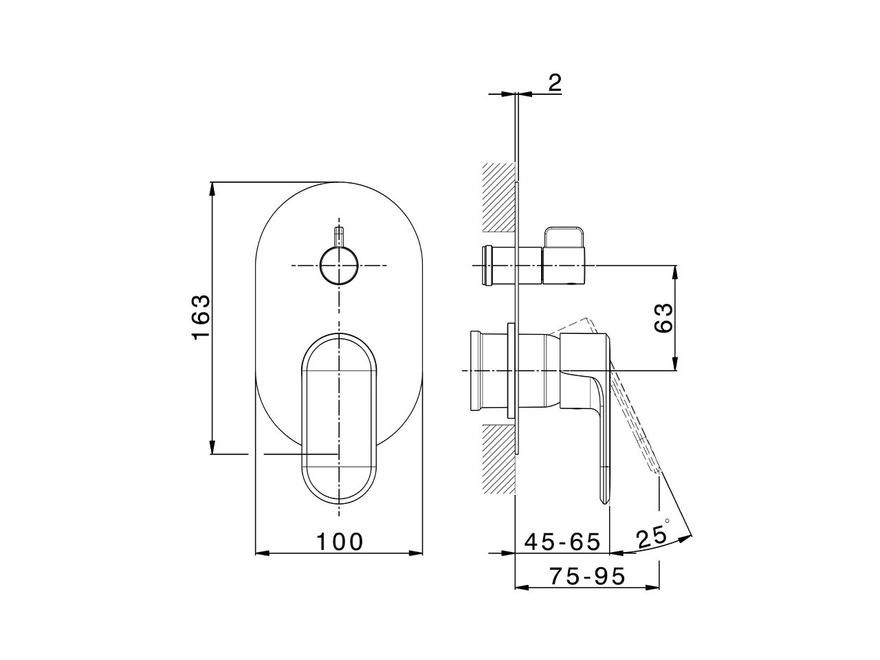 Parte esterna monocomando vasca-doccia incasso LINEAVIVA_LV002300C - v1