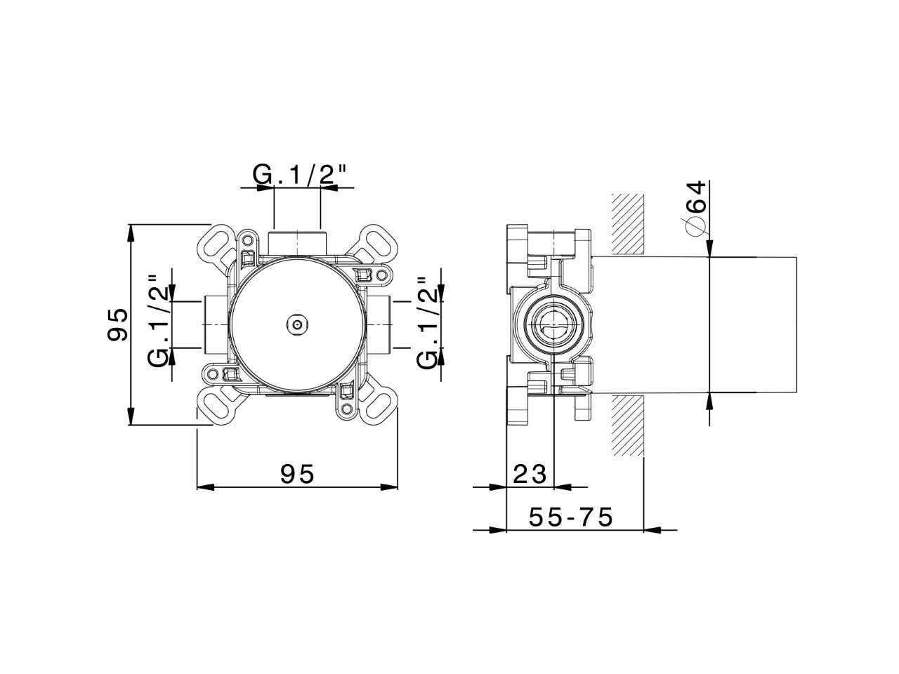 Parte incasso monocomando doccia Easy-Box INCASSO_ZA0G1700C - v1