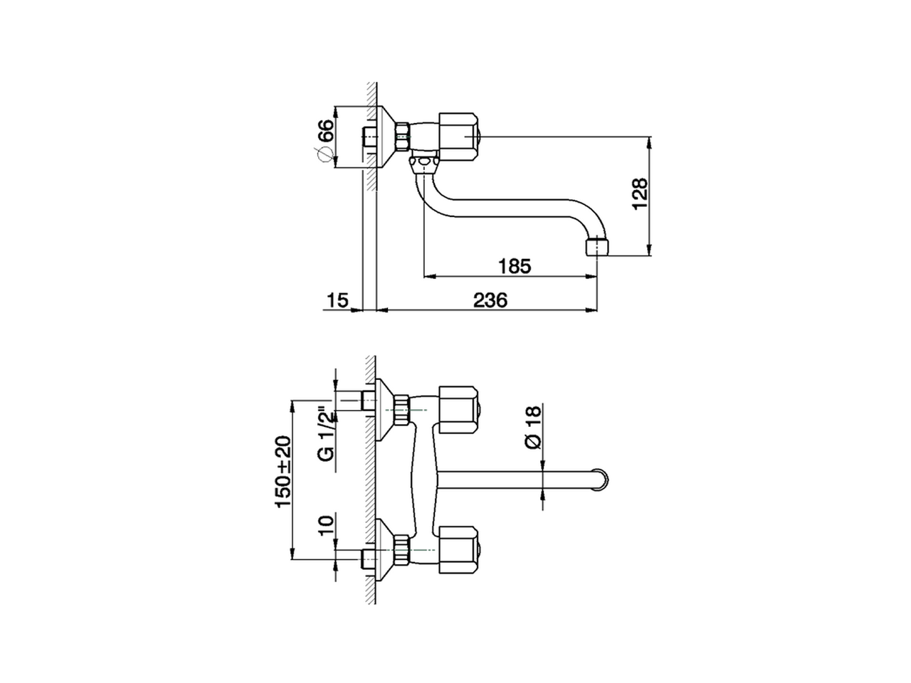 Miscelatore lavello a parete TR_TR000400 - v1