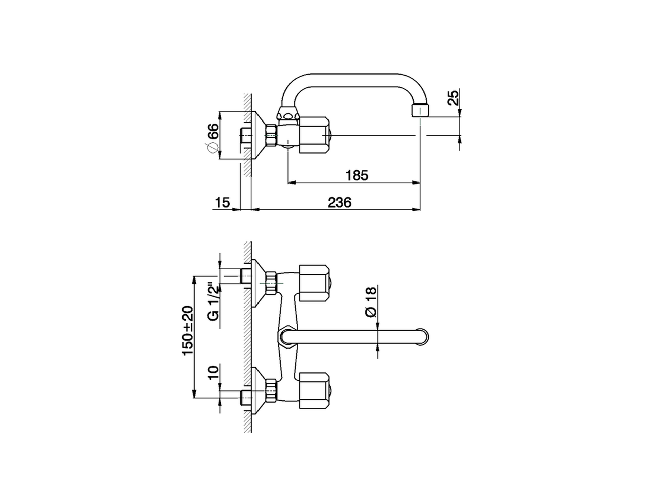 Miscelatore lavello a parete TR_TR000410 - v1
