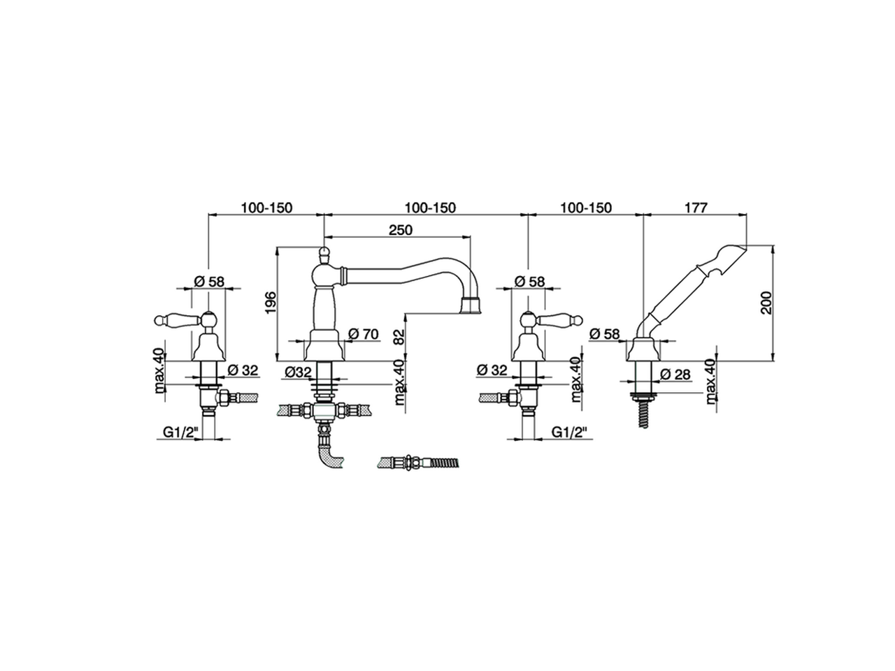 Miscelatore bordo vasca 4 fori ARCANA TOSCANA_TS000264 - v1