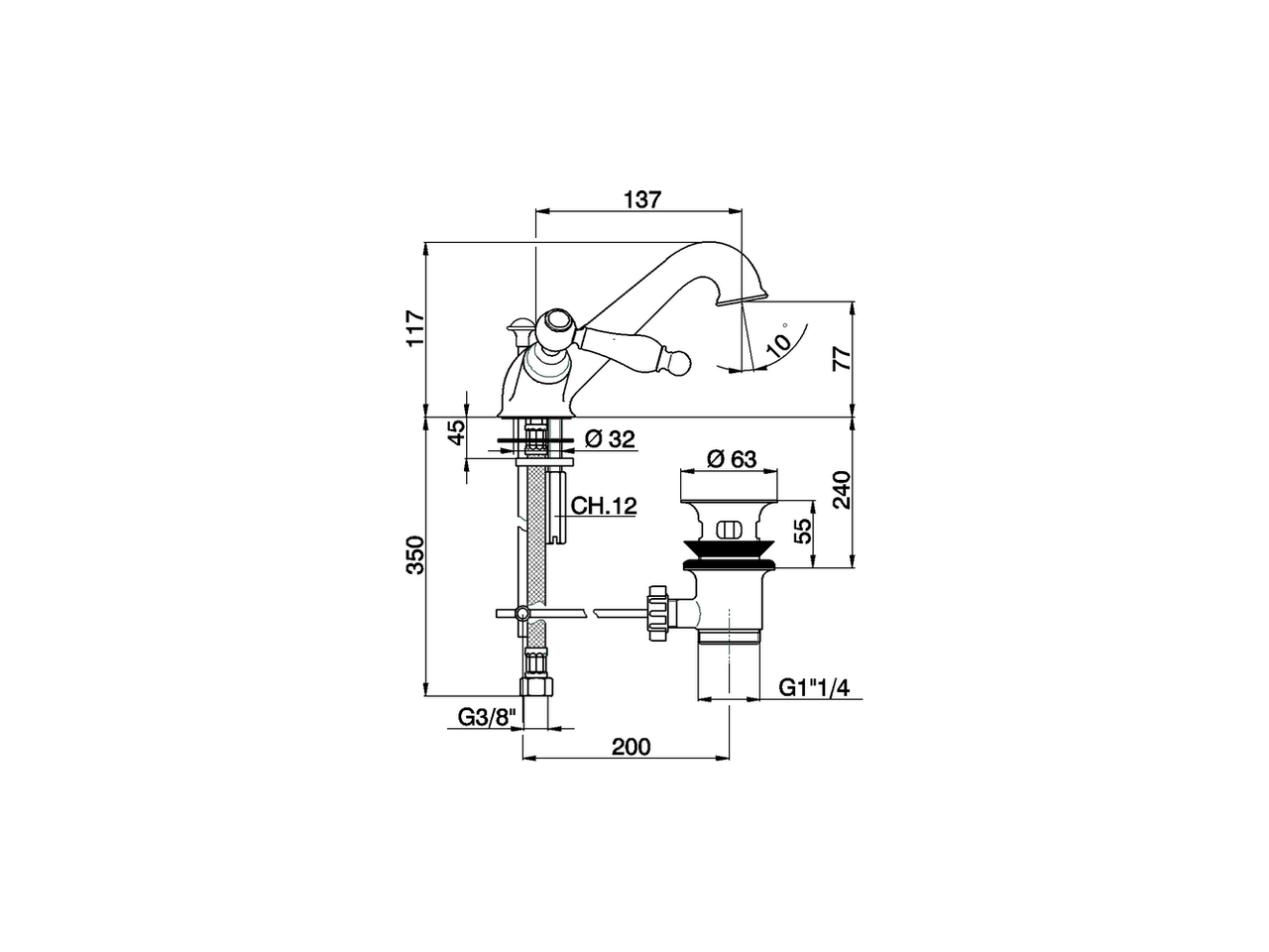 Miscelatore lavabo ARCANA TOSCANA_TS000510 - v1