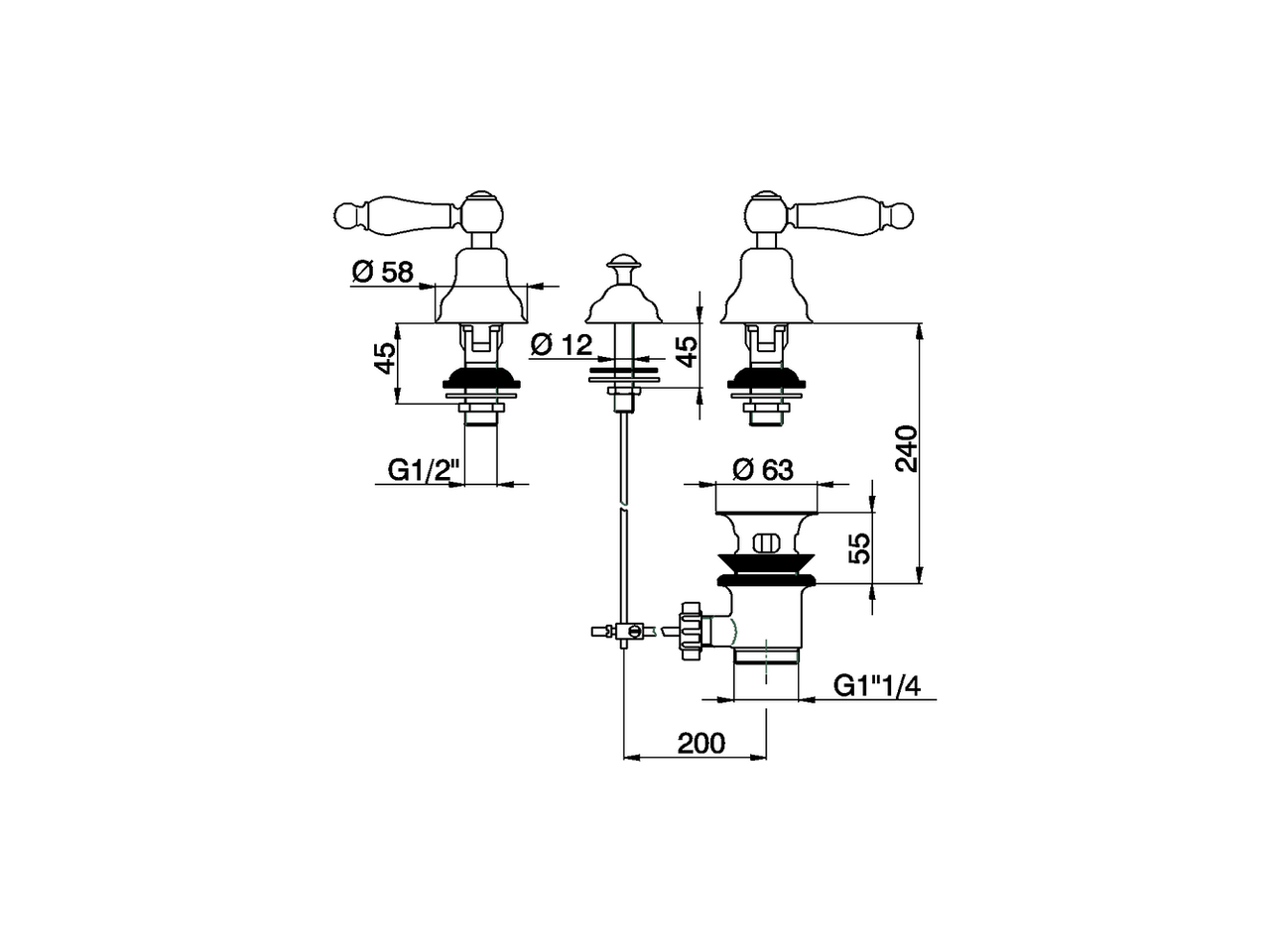 Combinazione bidet 3 fori ARCANA TOSCANA_TS001210 - v1