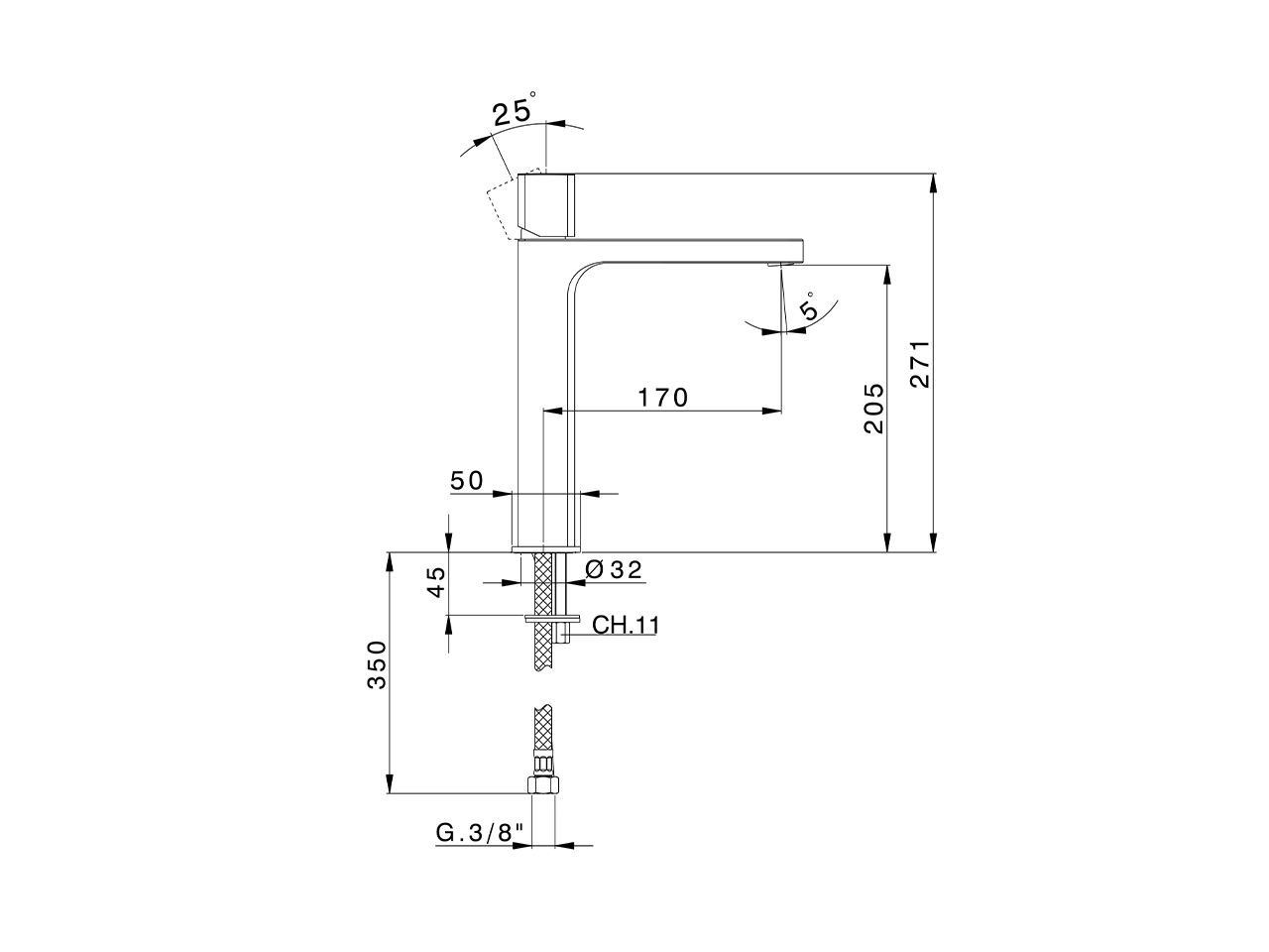 Miscelatore monocomando lavabo alto PURA AURA_U1003554 - v1