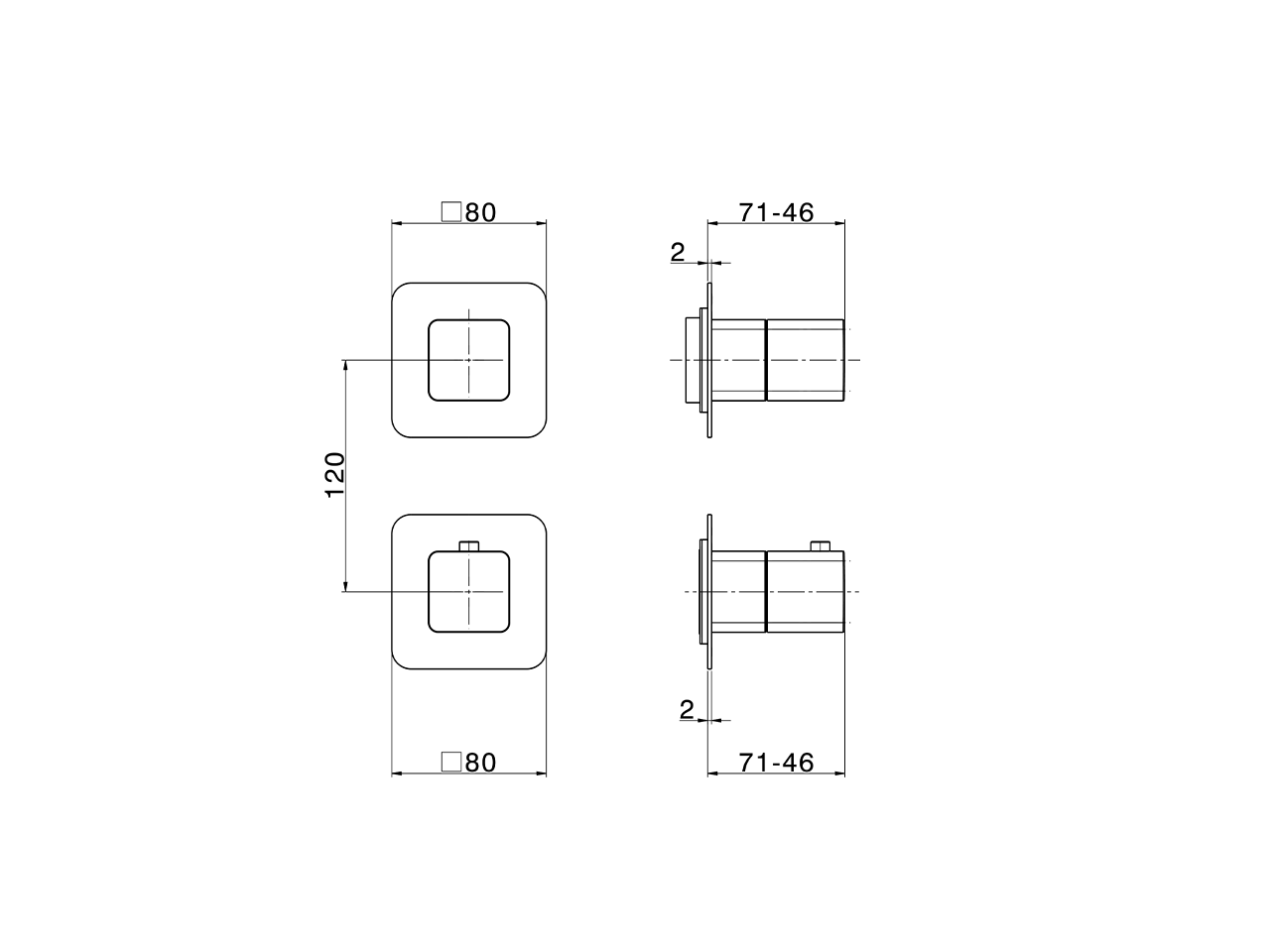 Parte esterna termostatico doccia incasso PURA AURA_U10G2200 - v1