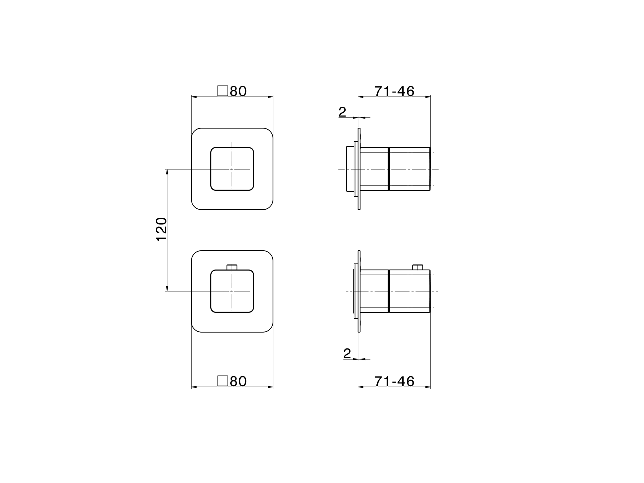 Parte esterna termostatico doccia incasso PURA AURA_U10G2300 - v1