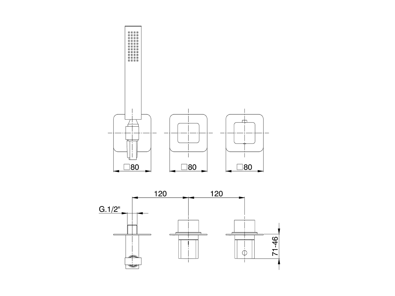 Parte esterna termostatico doccia incasso PURA AURA_U10G4100 - v1