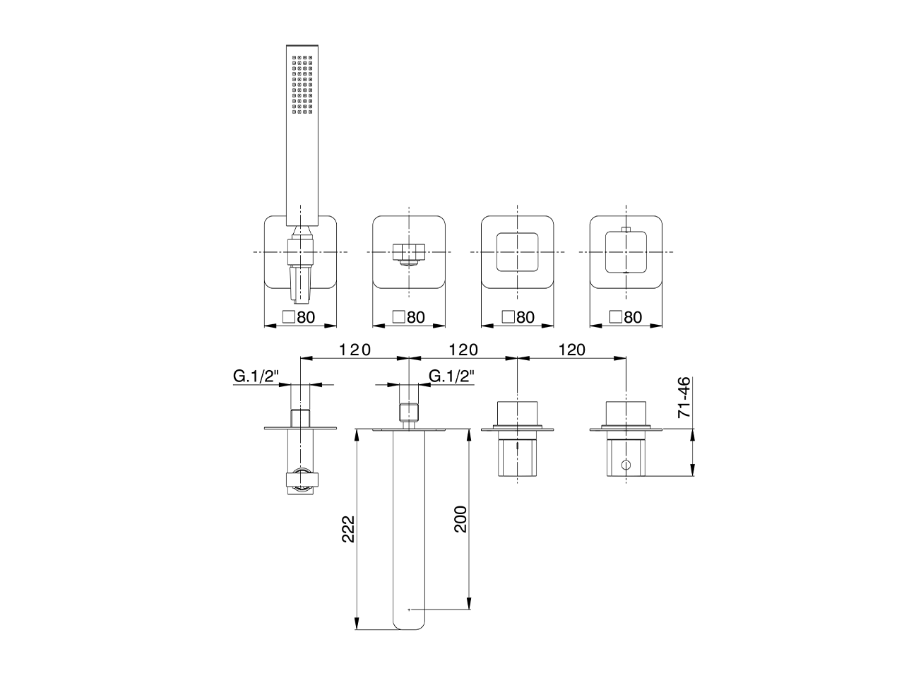 Parte esterna termostatico vasca incasso PURA AURA_U10G4200 - v1