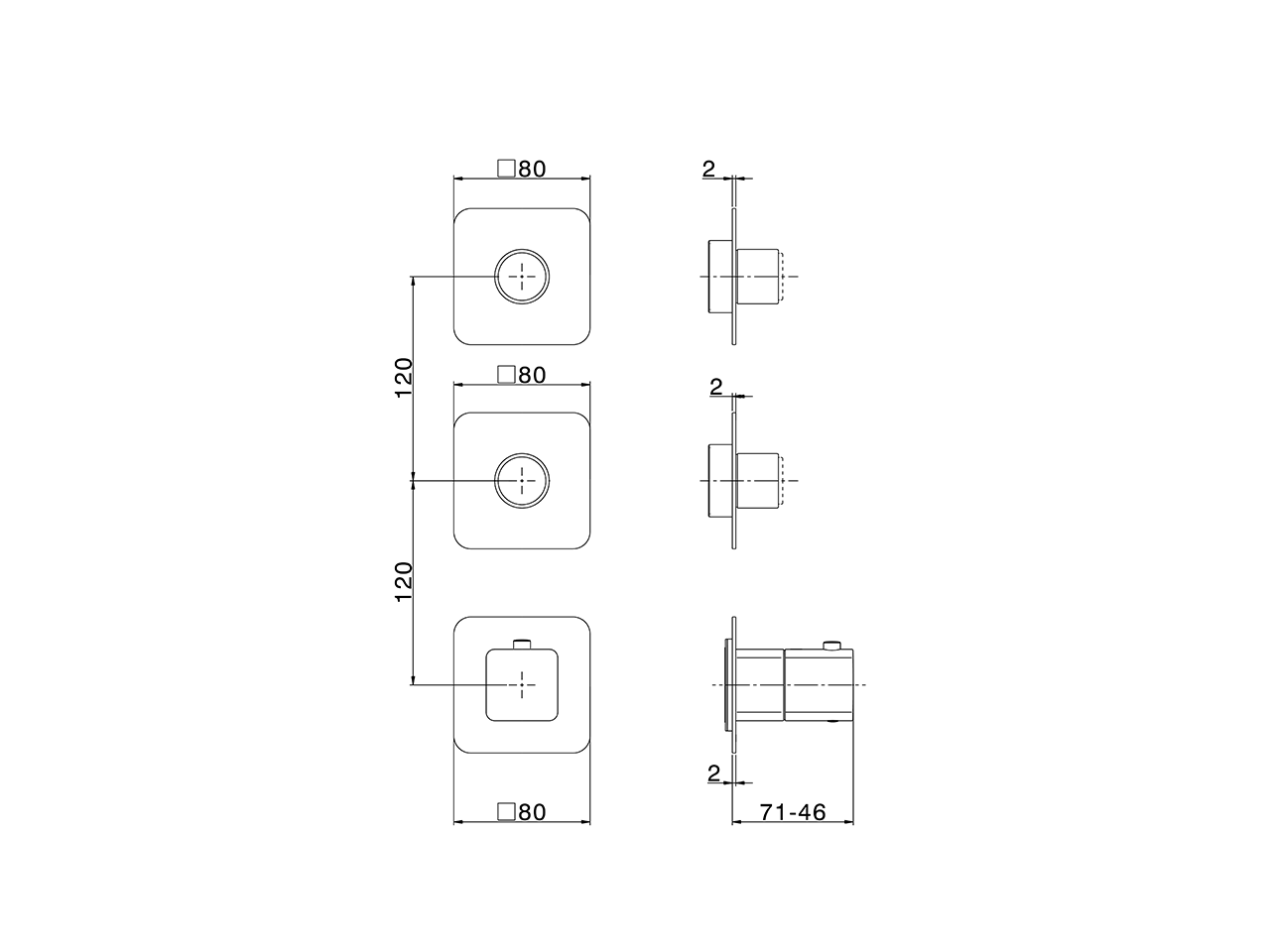 Parte esterna termo doccia incasso 2 funzioni PURA AURA_U10KG010 - v1