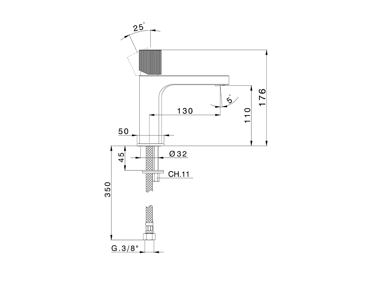 Miscelatore monocomando lavabo large PLISSÉ AURA_U2000504 - v1
