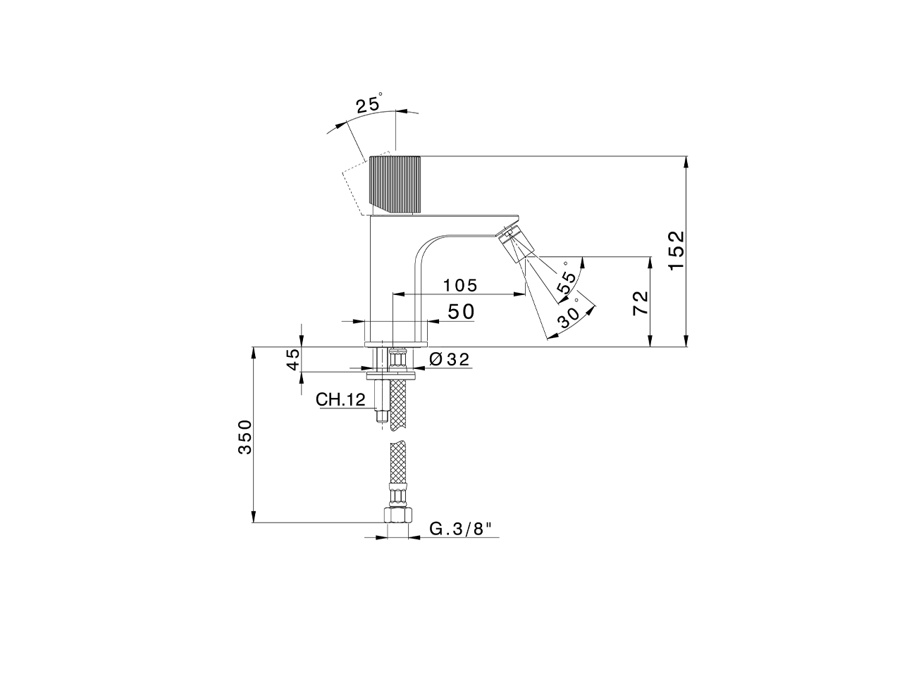 Miscelatore monocomando bidet PLISSÉ AURA_U2000564 - v1