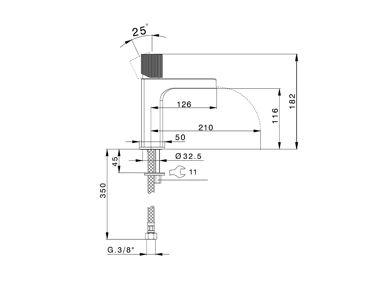 Miscelatore monocomando lavabo large PLISSÉ AURA_U200C504 - v1