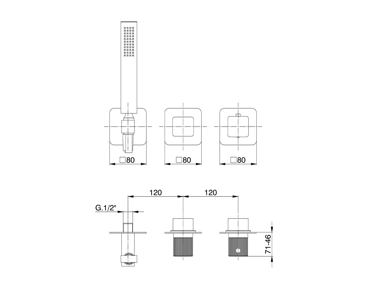 Parte esterna termostatico doccia incasso PLISSÉ AURA_U20G4100 - v1