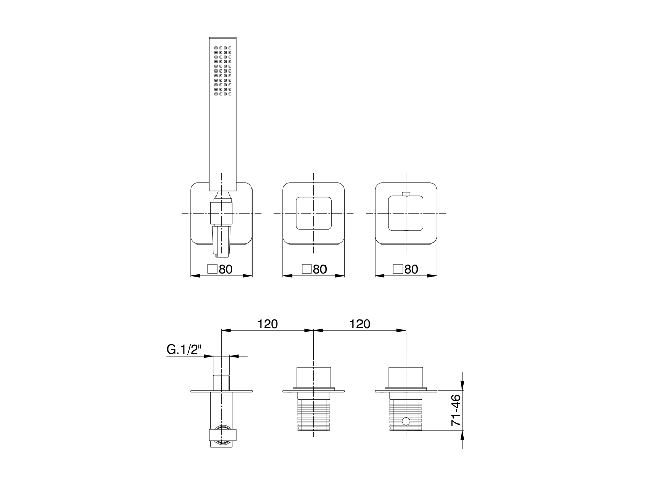 Parte esterna termostatico doccia incasso ARTE AURA_U30G4100 - v1