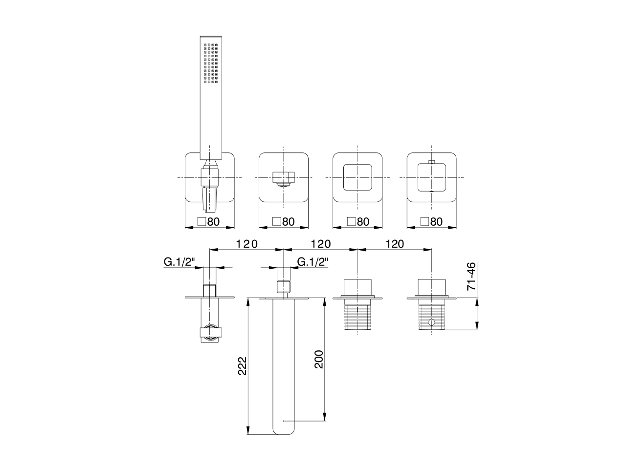 Parte esterna termostatico vasca incasso ARTE AURA_U30G4200 - v1